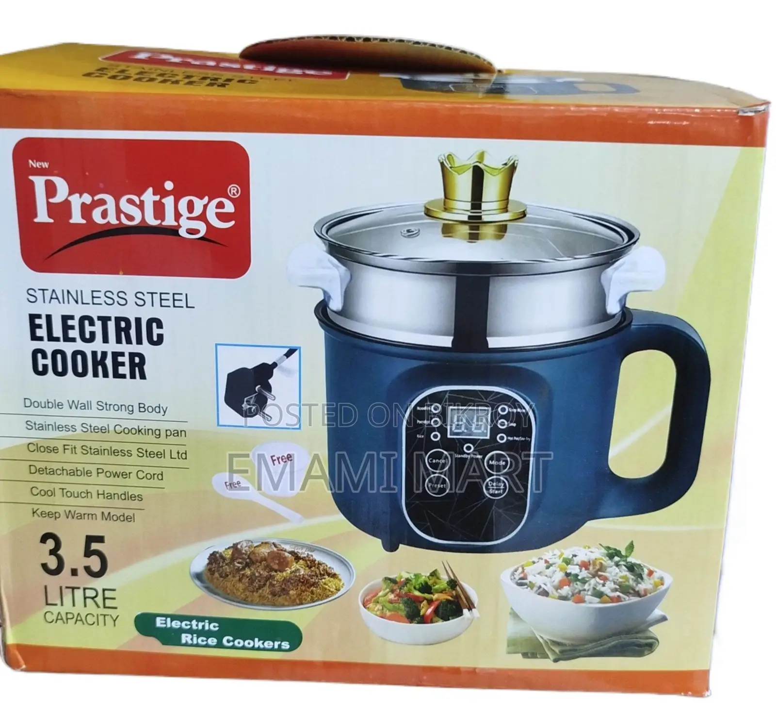 Rice Cooker, 3.5 L Non-Stick Rice Cooker with Steamer Basket, Multi-Co