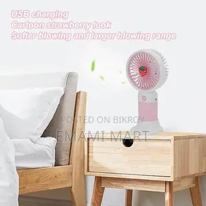 Summer Mini Fan Mini Handheld Fan, USB Rechargeable Cartoon Strawberry
