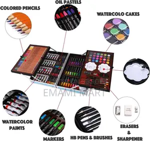145pcs, Art Supplies Set, Drawing Supplies with Portable Aluminum Case