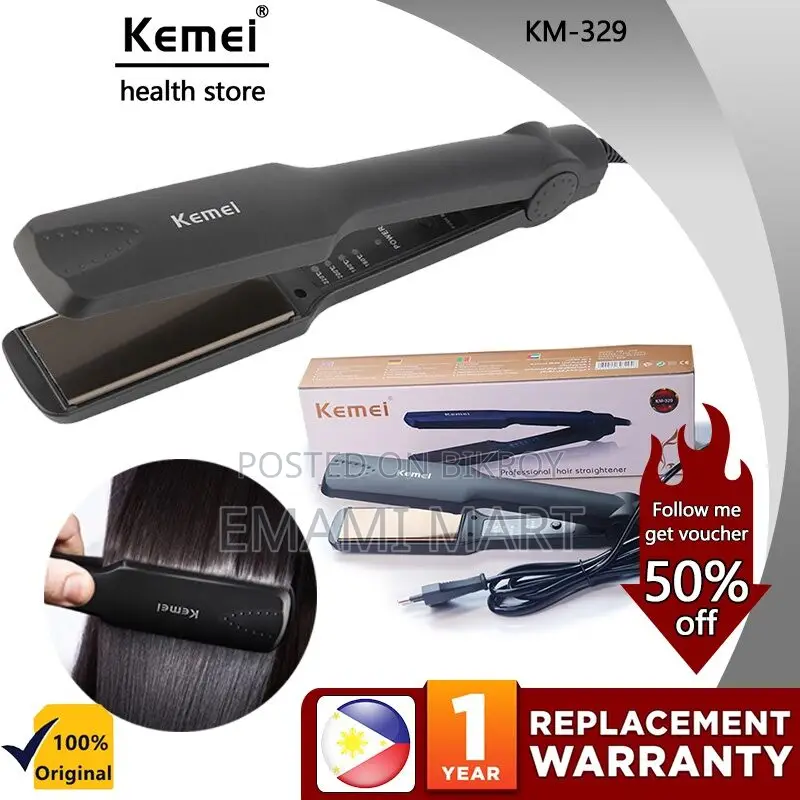 Kemei Km-329 Professional Electronic Hair Straightener (Black) - Hair 