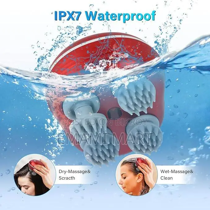 Scalp Head Hair Massager, Electric Waterproof Massager, Red Light Ther