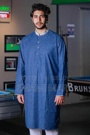 Premium Quality Mid Blue Color Semi Long Panjabi
