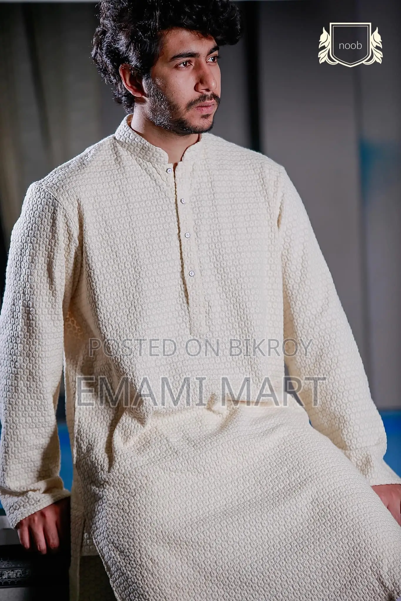 Premium Quality Off White Color Semi Long Panjabi Noob Men’s Regular F
