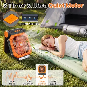 Portable Solar & Battery Powered Fan, 4-IN-1 Camping Fan