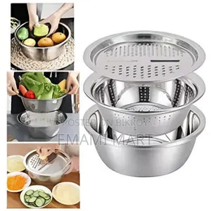 Stainless Steel 3 in 1 Kitchen Multipurpose Kitchen Bowl,Drain Basket