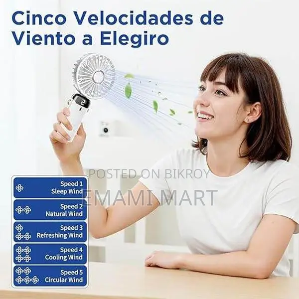 Hand Held Fan,Portable Handheld USB Rechargeable Fans with 5 Speeds