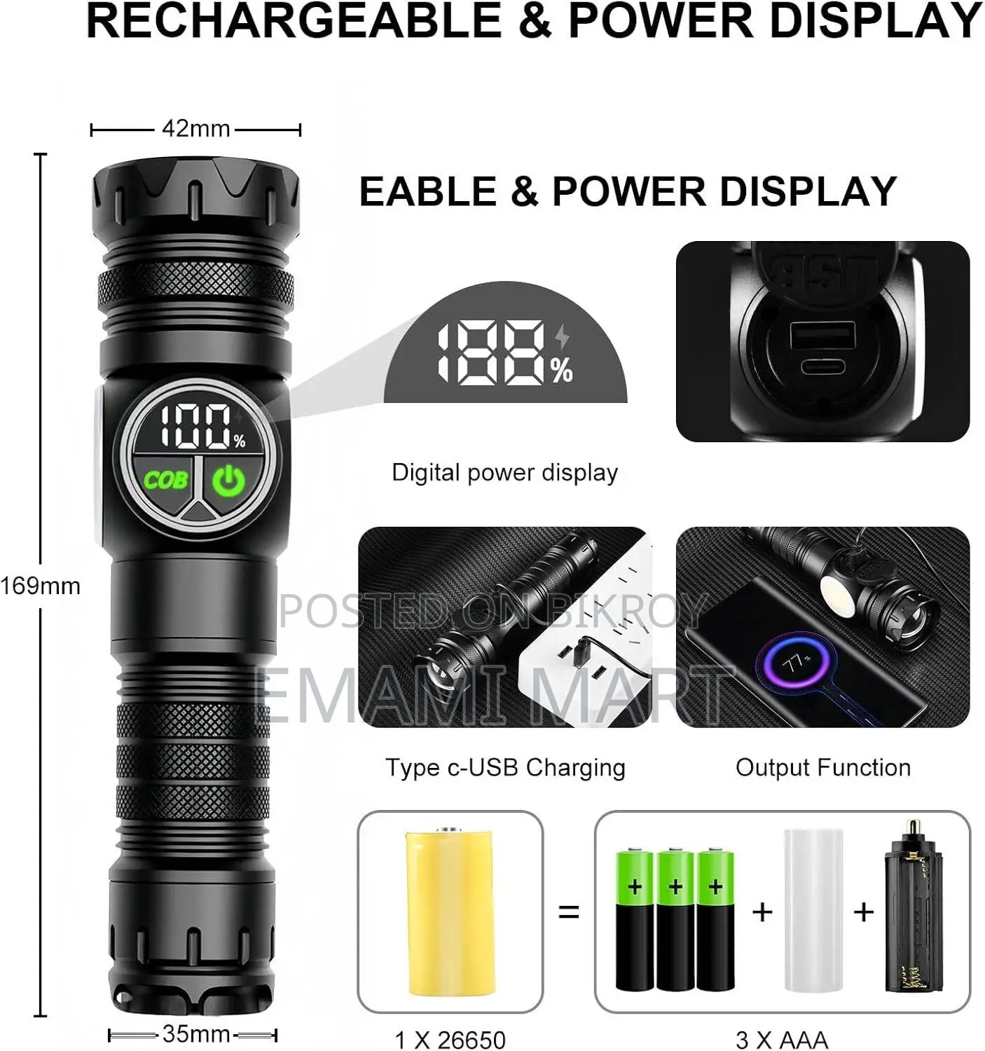 Super Bright Torch Tactical LED COB Flashlight