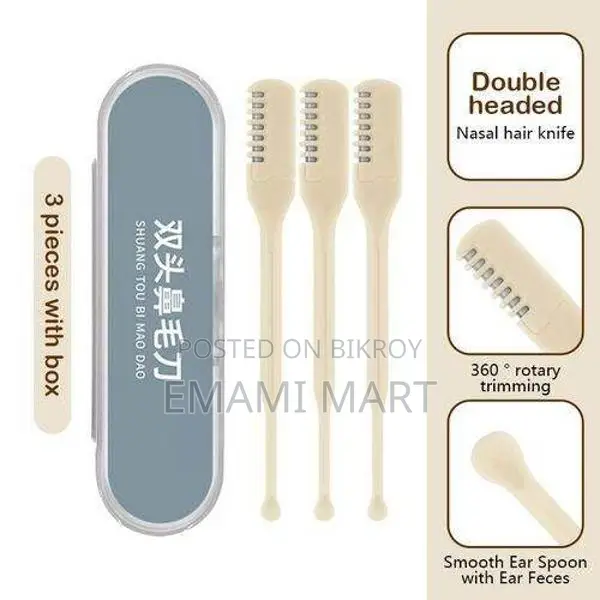 3pcs Manual Nose Hair Trimmer Double Head Nostril Cleaning Safety Prot