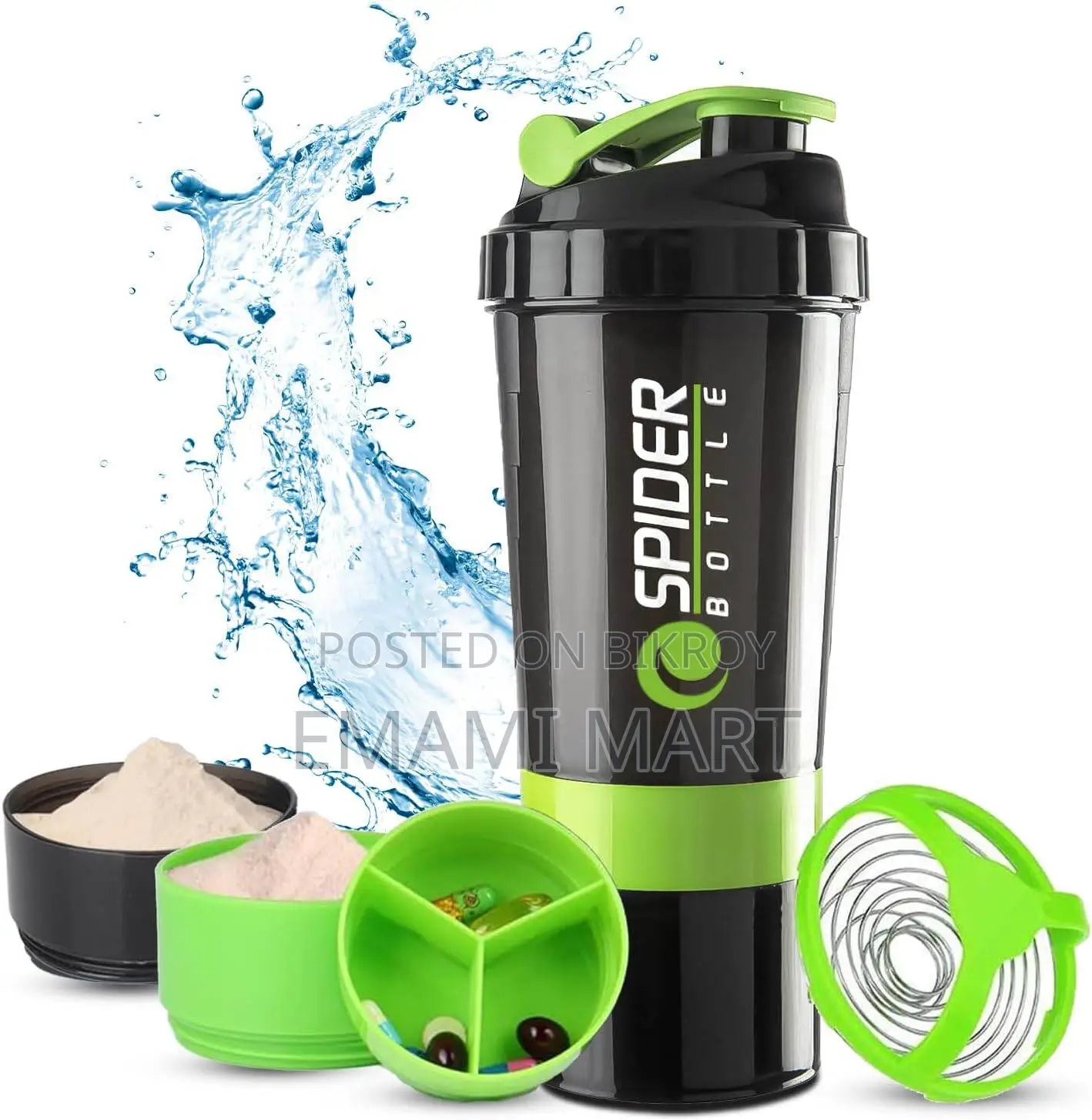 Protein Shaker Bottle 500ml With Extra Compartment - Gym Shaker Bottle