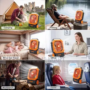 Portable Solar & Battery Powered Fan, 4-IN-1 Camping Fan