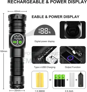 3 in 1 Rechargeable Flashlight True 5000 Lumens Outdoor Strong Cob Lig