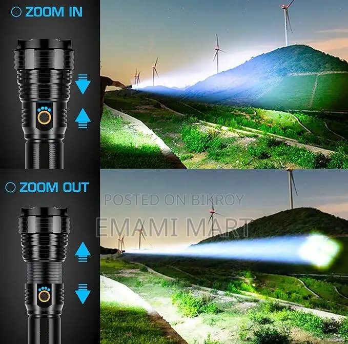High Power LED Flashlight, XHP70.2 Tactical Flashlight with Zoomable, 
