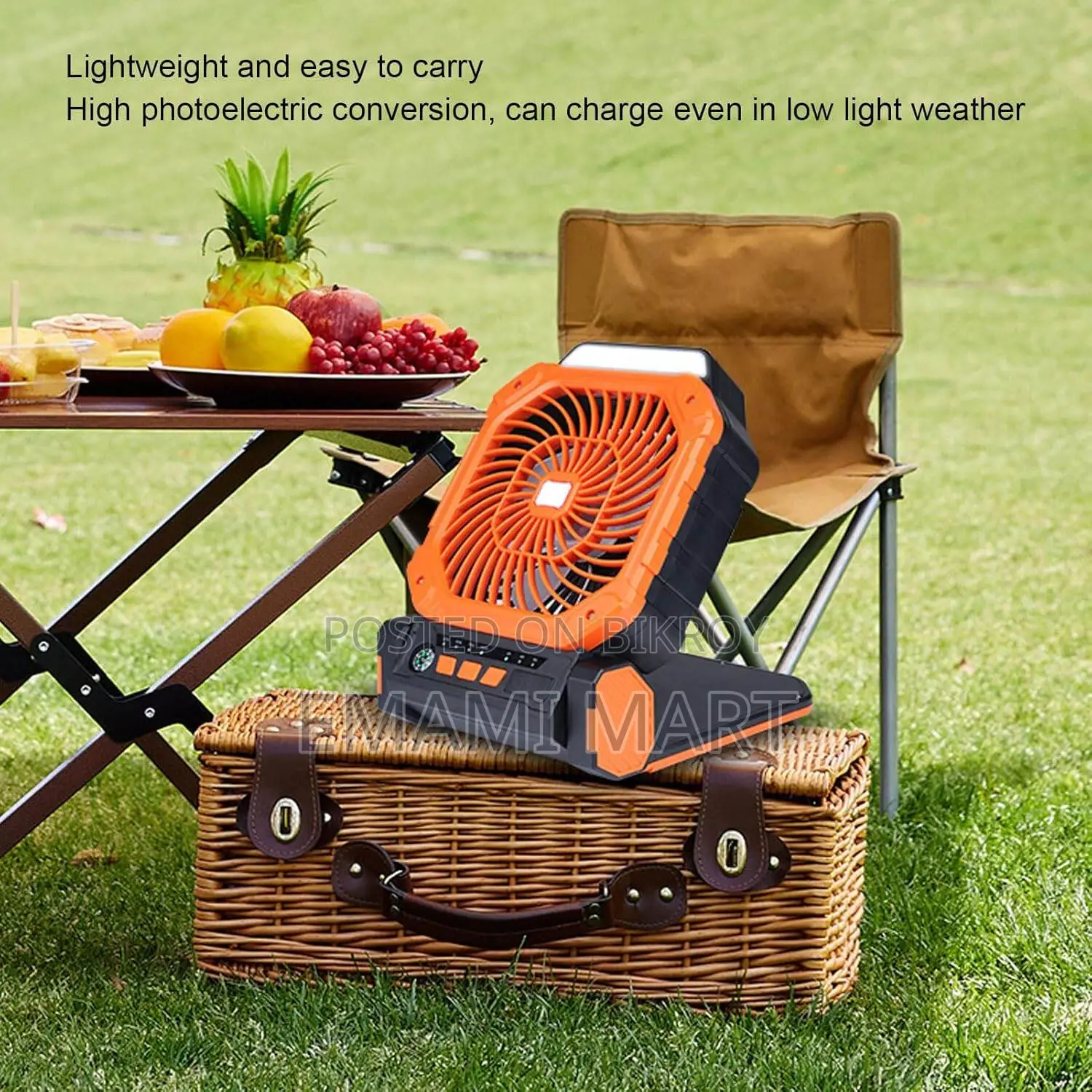 7800mAh Solar Camping Fan, Portable Rechargeable Battery Operated Fan 