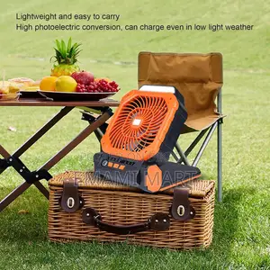 7800mAh Solar Camping Fan, Portable Rechargeable Battery Operated Fan 