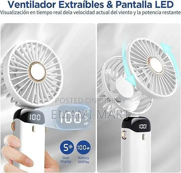 Hand Held Fan,Portable Handheld USB Rechargeable Fans with 5 Speeds