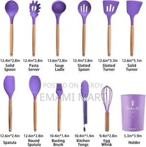Spoon Set 12-Piece Silicone Kitchen Cooking And Baking Utensils Set