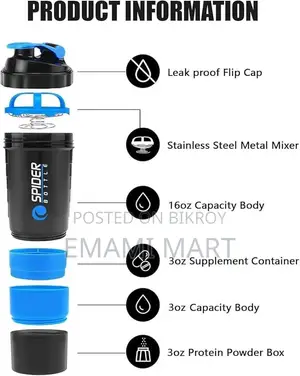 Protein Shaker Bottle 500ml with Extra Compartment
