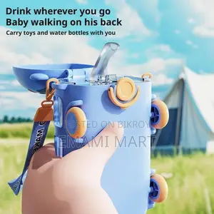 Kids Toy Car Water Bottle, Fun Kids’ Water Bottle with Movable Wheels 