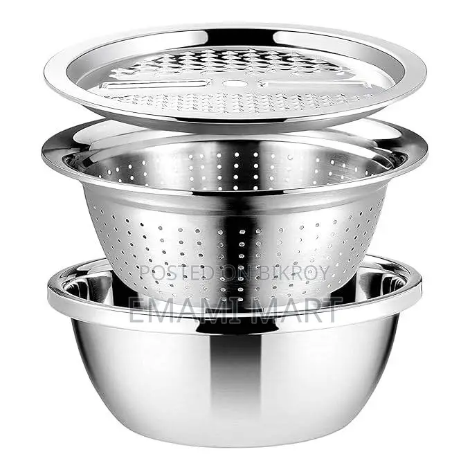 Stainless Steel 3 in 1 Kitchen Multipurpose Kitchen Bowl,Drain Basket