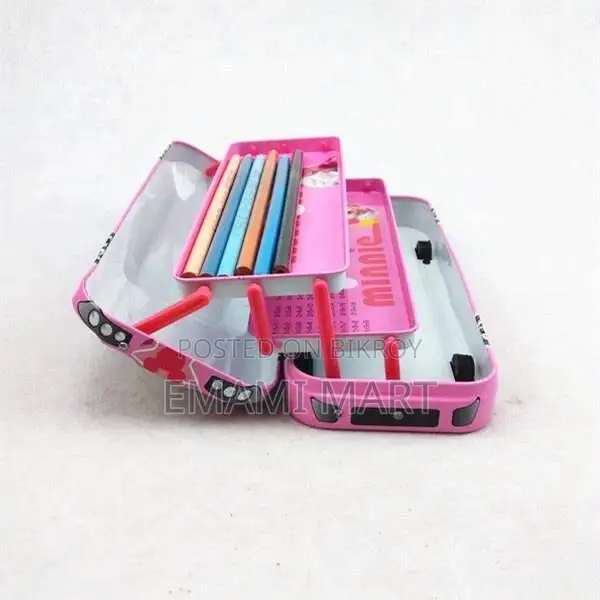 Car Shape Pencil Box with Book Reading Stand and Three Level of Storag
