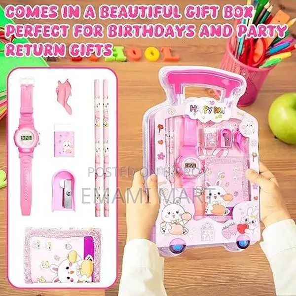 7 Pcs Stationery Set Toy for Kids - School Supply Kit with Pencil, Era