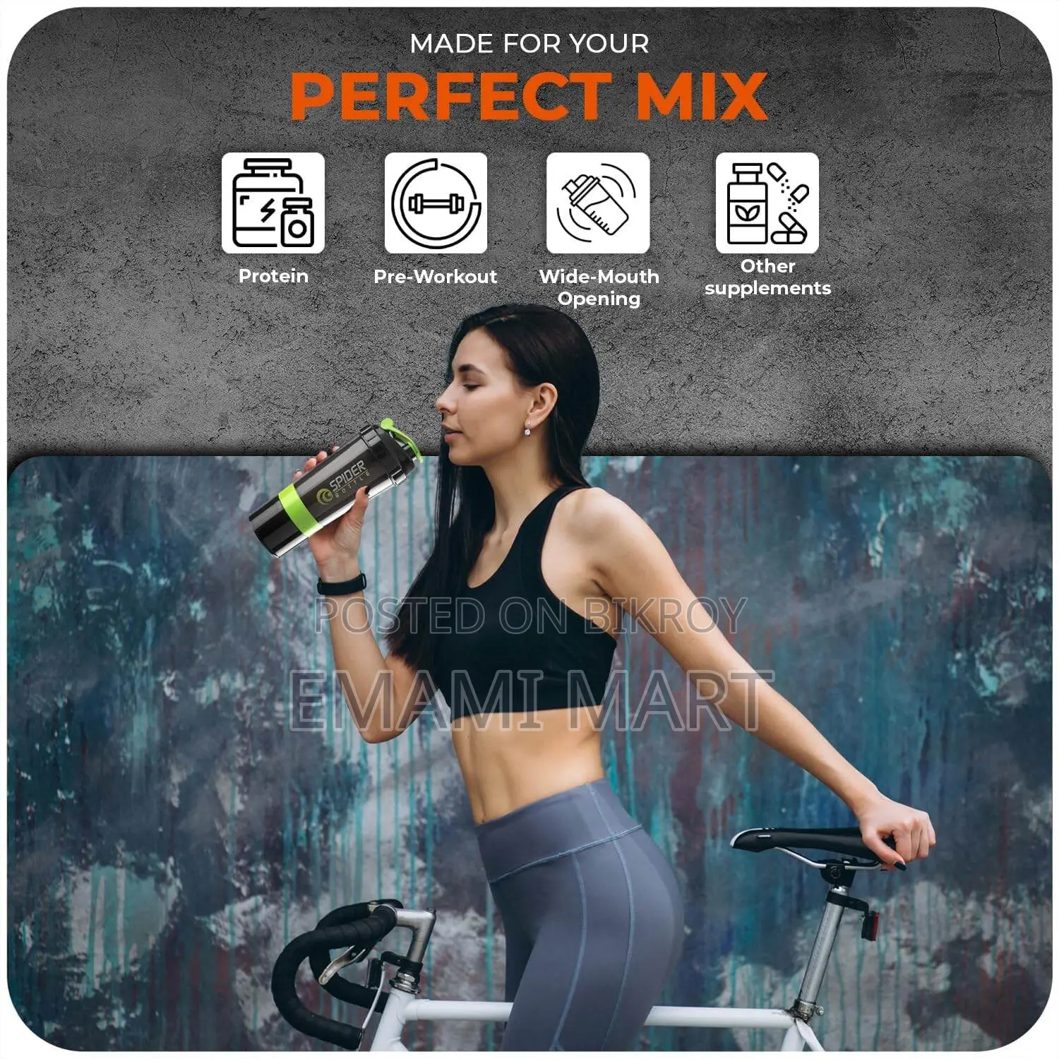 Protein Shaker Bottle 500ml With Extra Compartment - Gym Shaker Bottle
