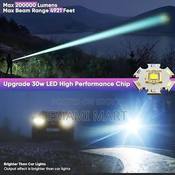 Luteti Flashlights LED High Lumens Rechargeable, 250000 Lumens Super B