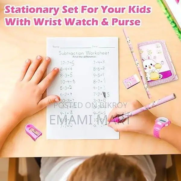 7 Pcs Stationery Set Toy for Kids - School Supply Kit with Pencil, Era