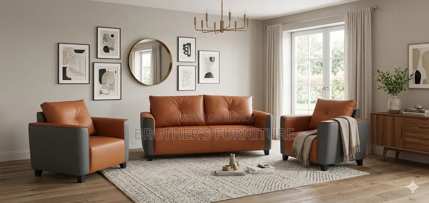PVC artificial leather 5 seater sofa