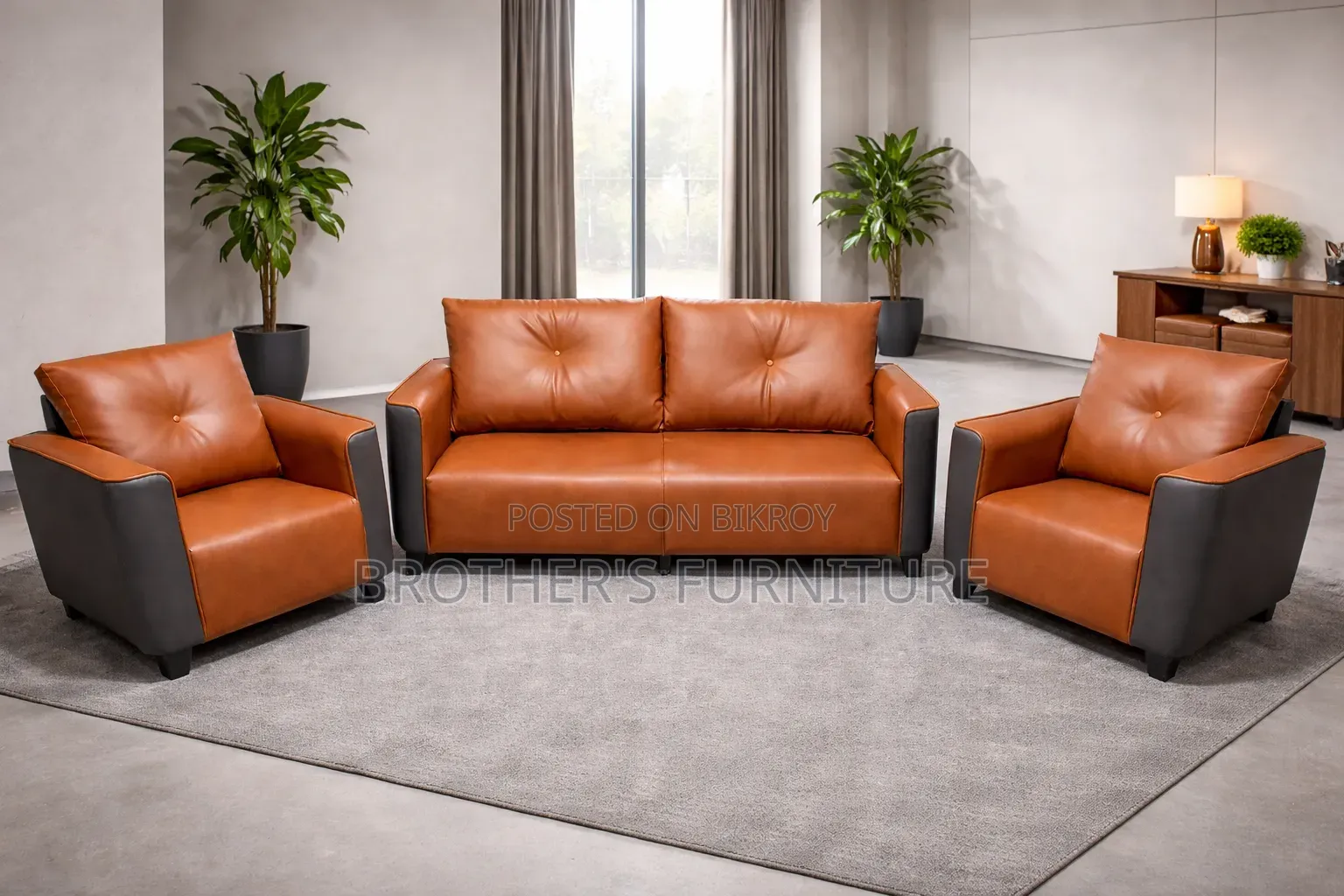 PVC artificial leather 5 seater sofa