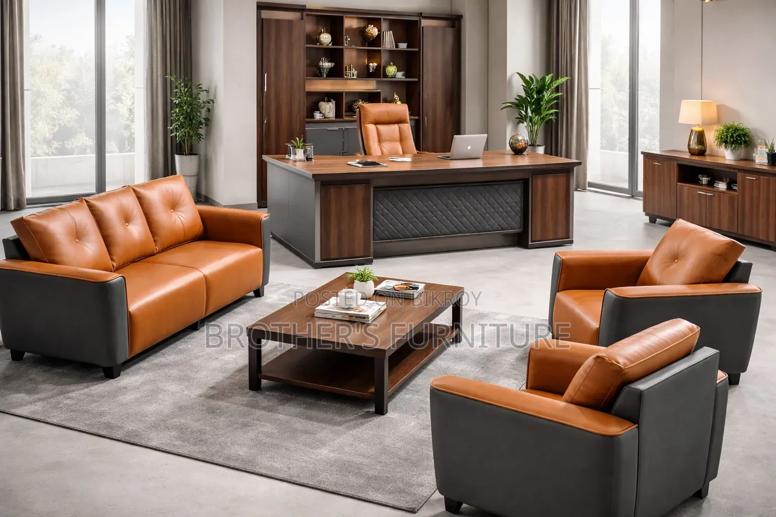 PVC artificial leather 5 seater sofa