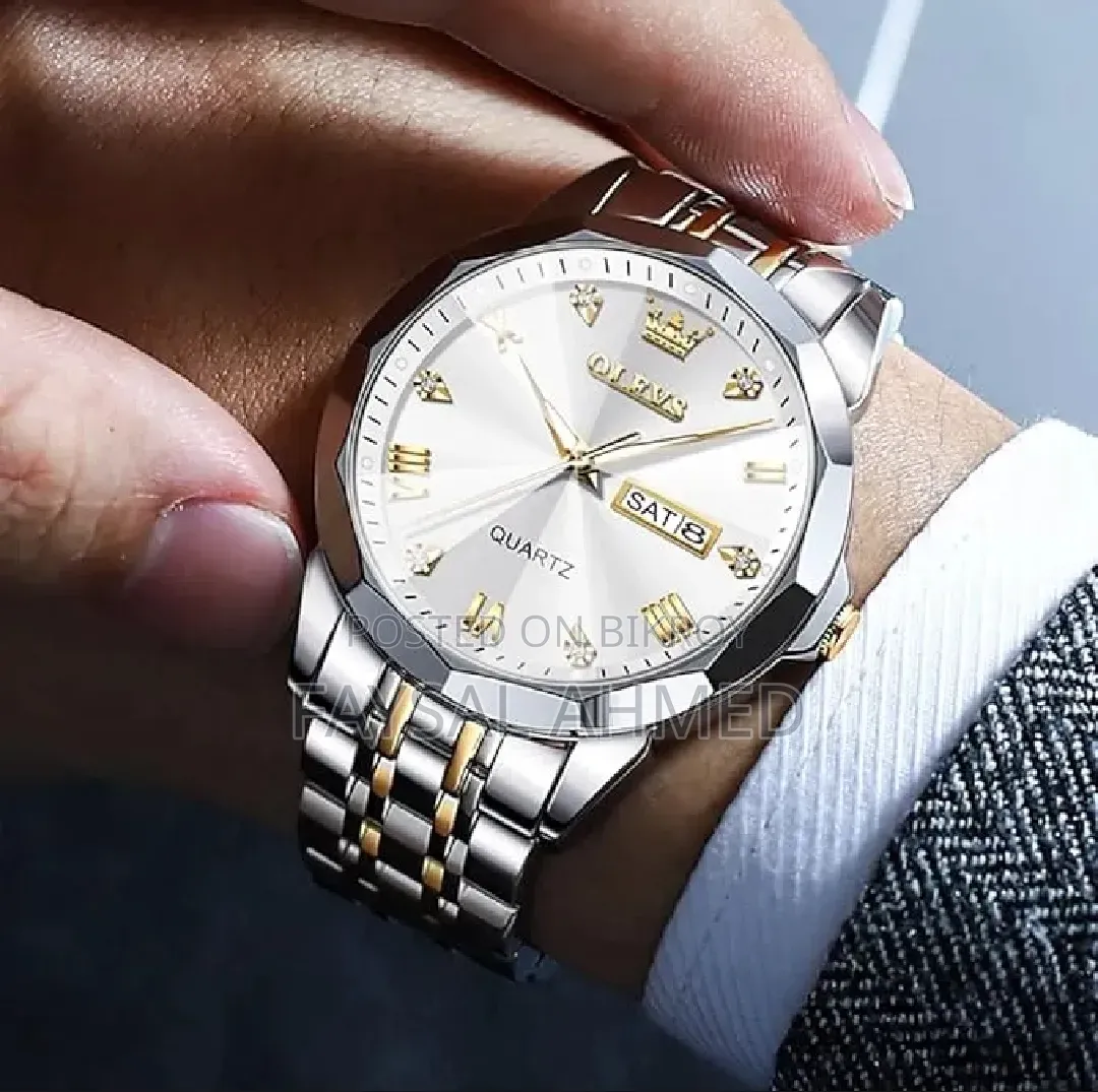 Luxury Diamond Dial Waterproof Stainless Steel Strap Men Wristwatch