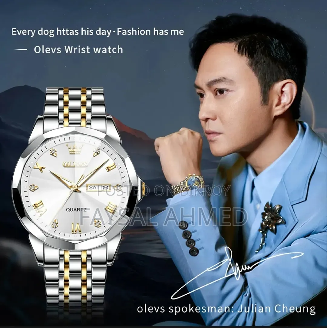 Luxury Diamond Dial Waterproof Stainless Steel Strap Men Wristwatch