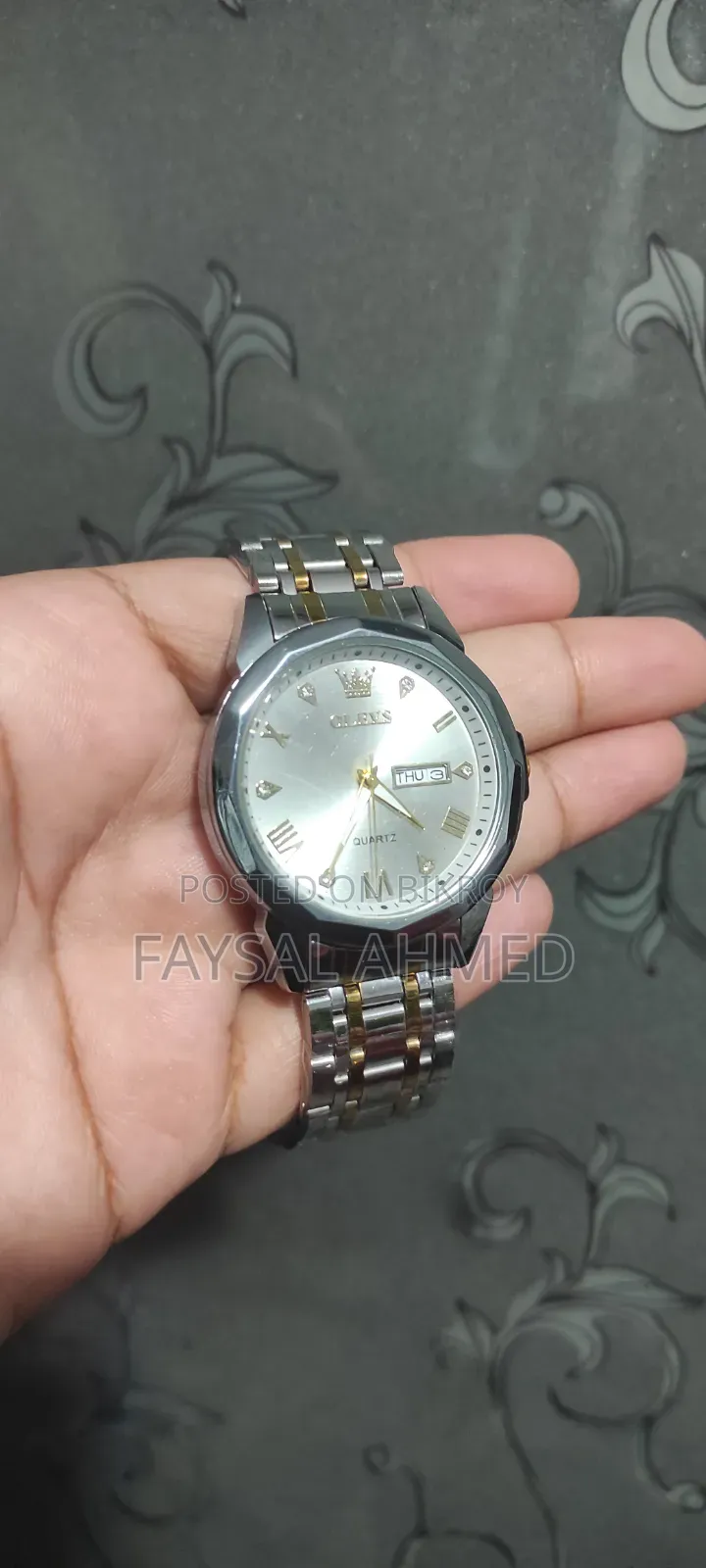 Luxury Diamond Dial Waterproof Stainless Steel Strap Men Wristwatch