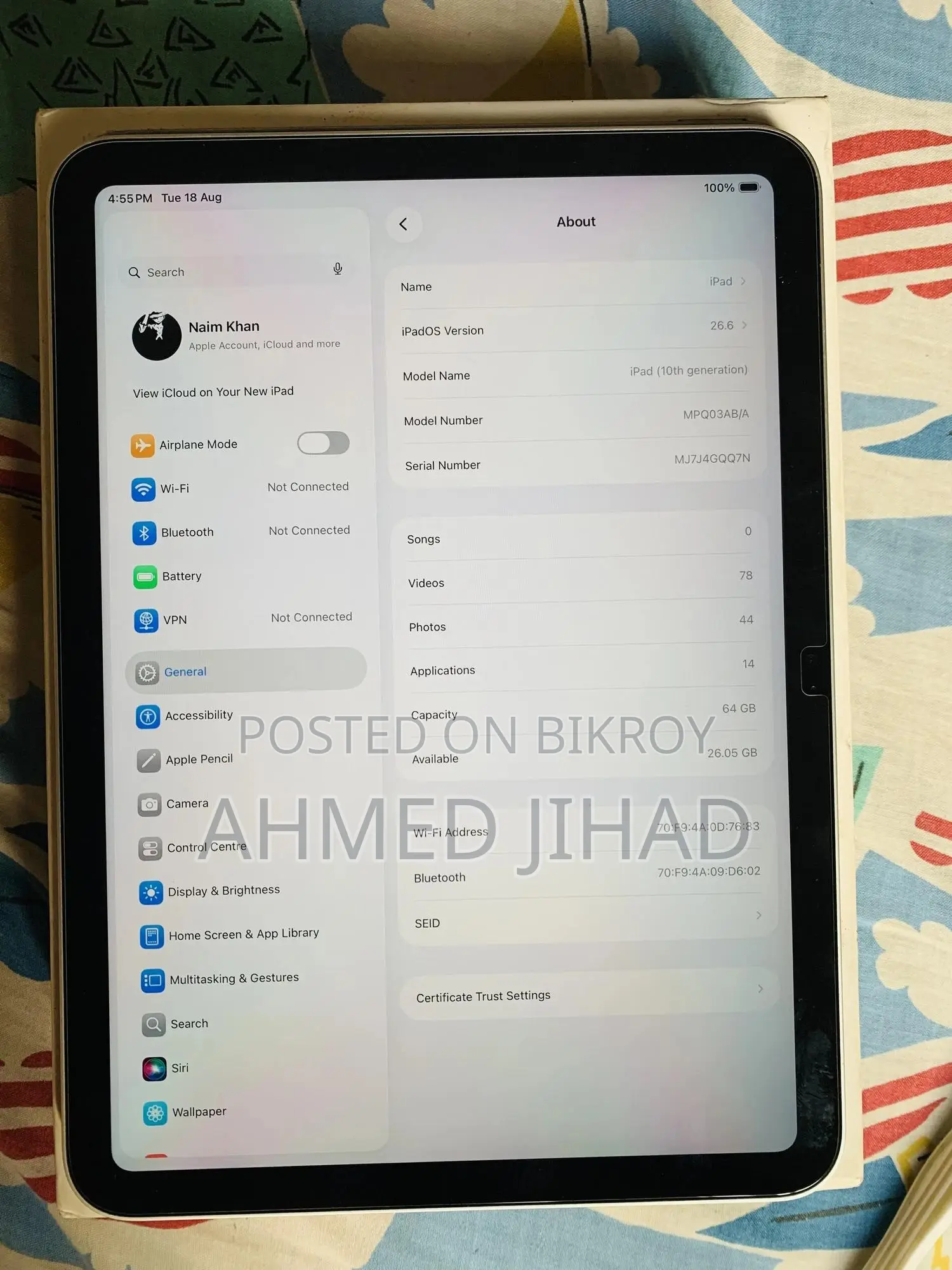 New Apple iPad (2022) 64 GB Silver