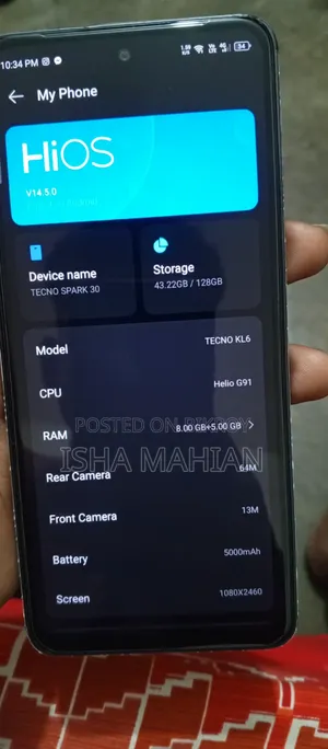 Tecno Spark 30 128 GB Black