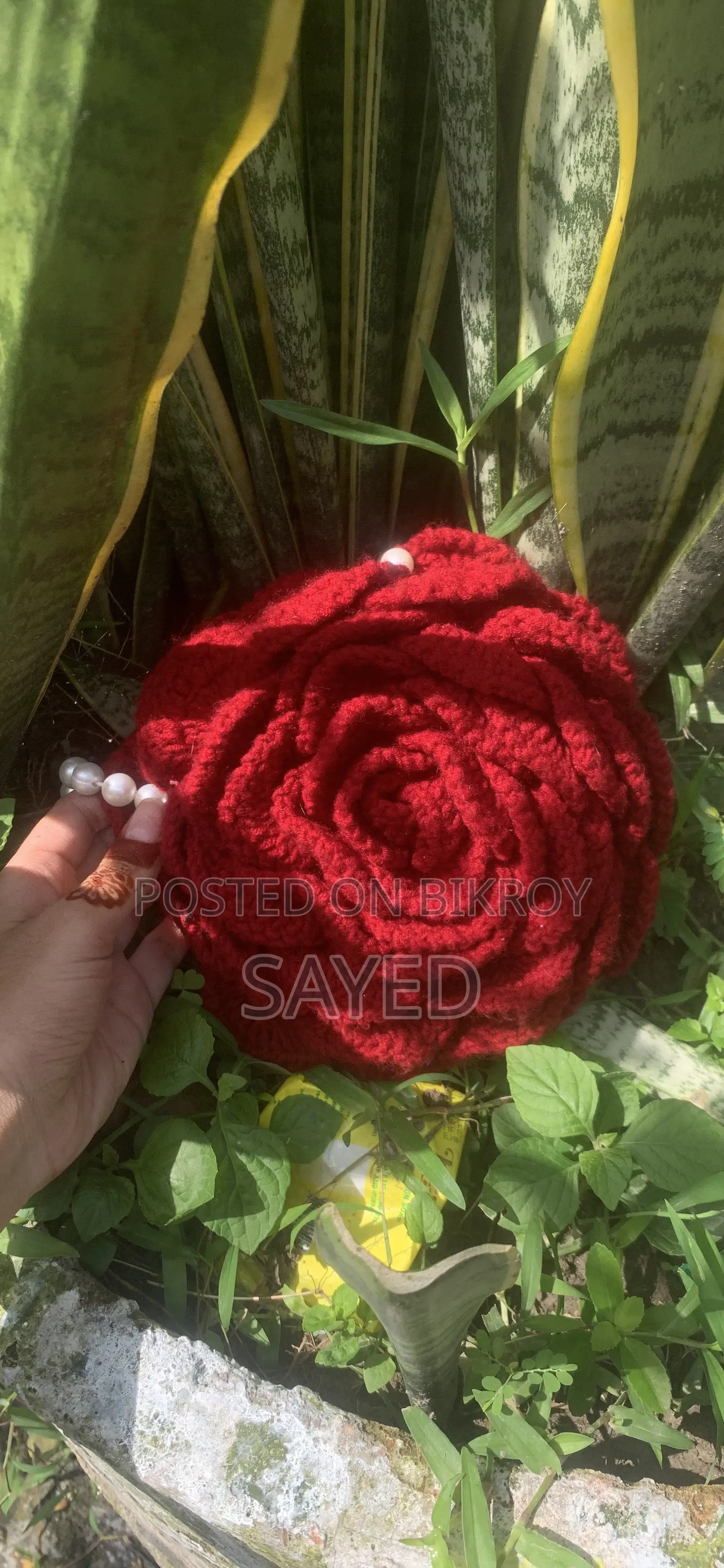 Crochet Rose Bag, Crochet Hair Ban Stick , Crochet Sunflower Bouquet