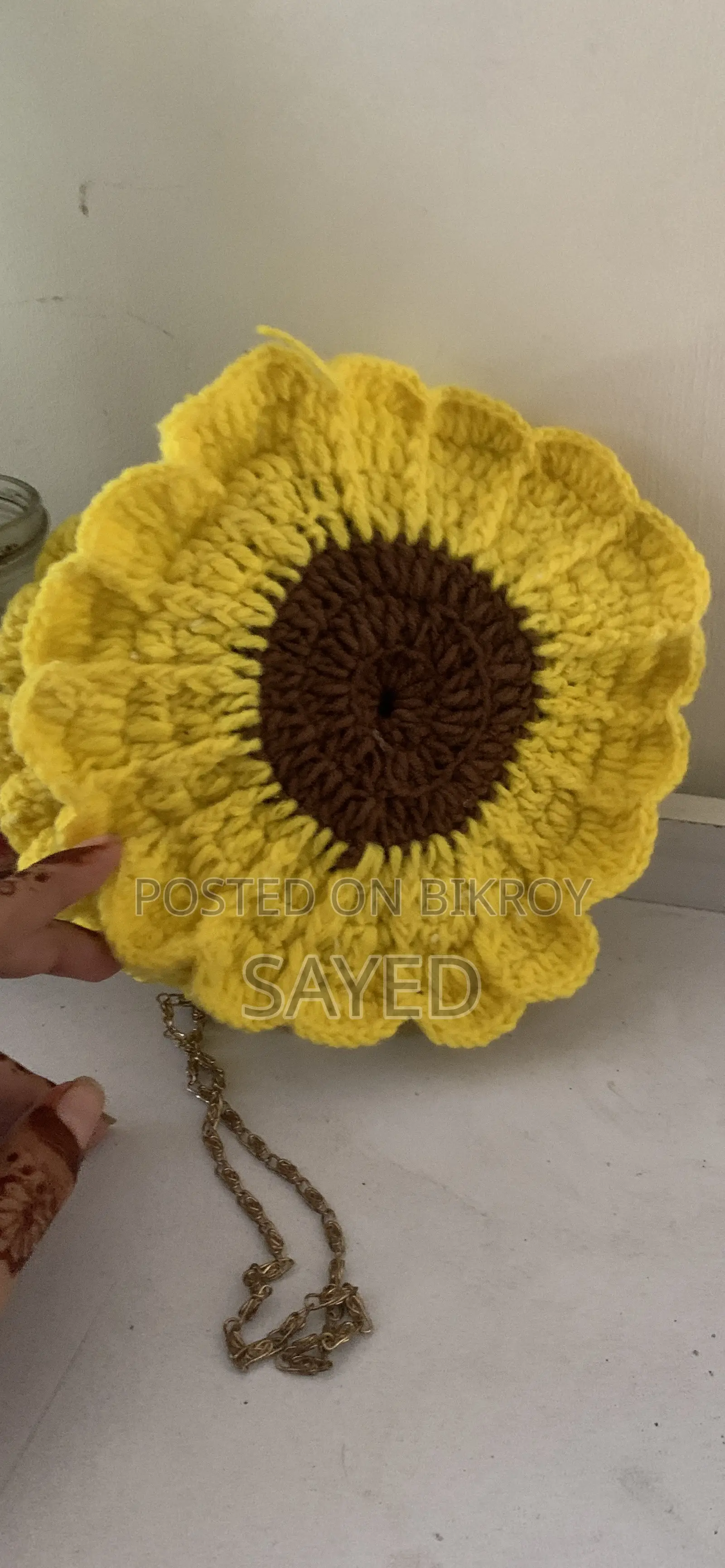 Crochet Rose Bag, Crochet Hair Ban Stick , Crochet Sunflower Bouquet