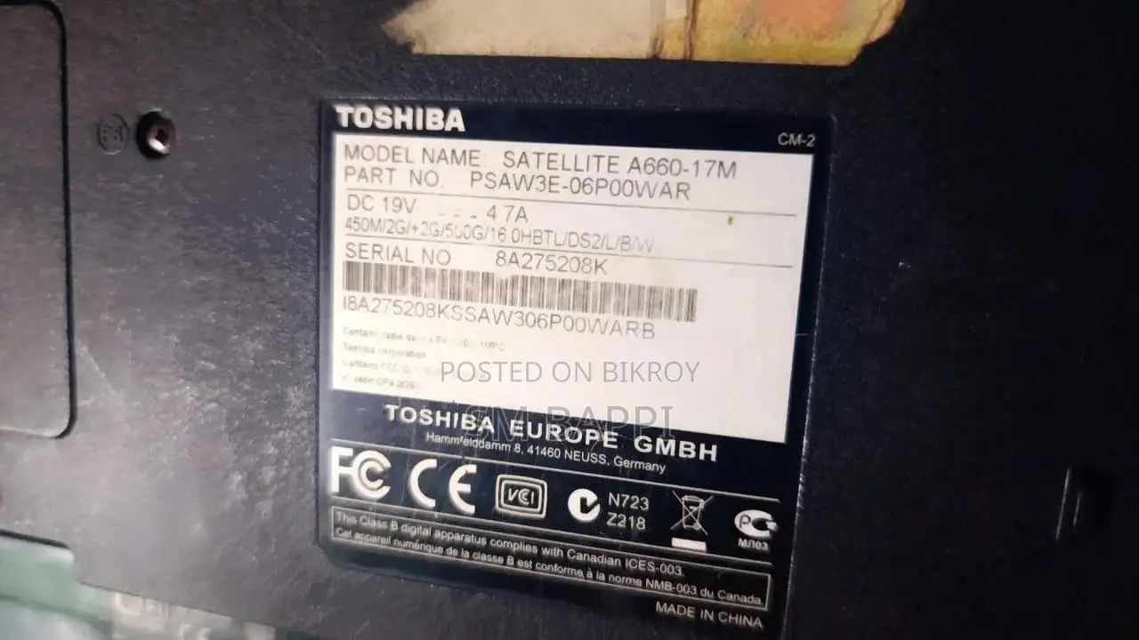 Laptop Toshiba Portege A600 4GB Intel Core I5 HDD 500GB