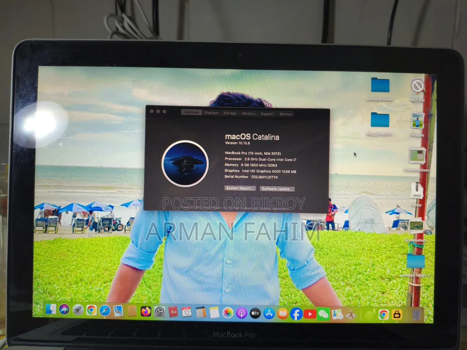 Laptop Apple MacBook 2012 8GB HDD+SSD 256GB