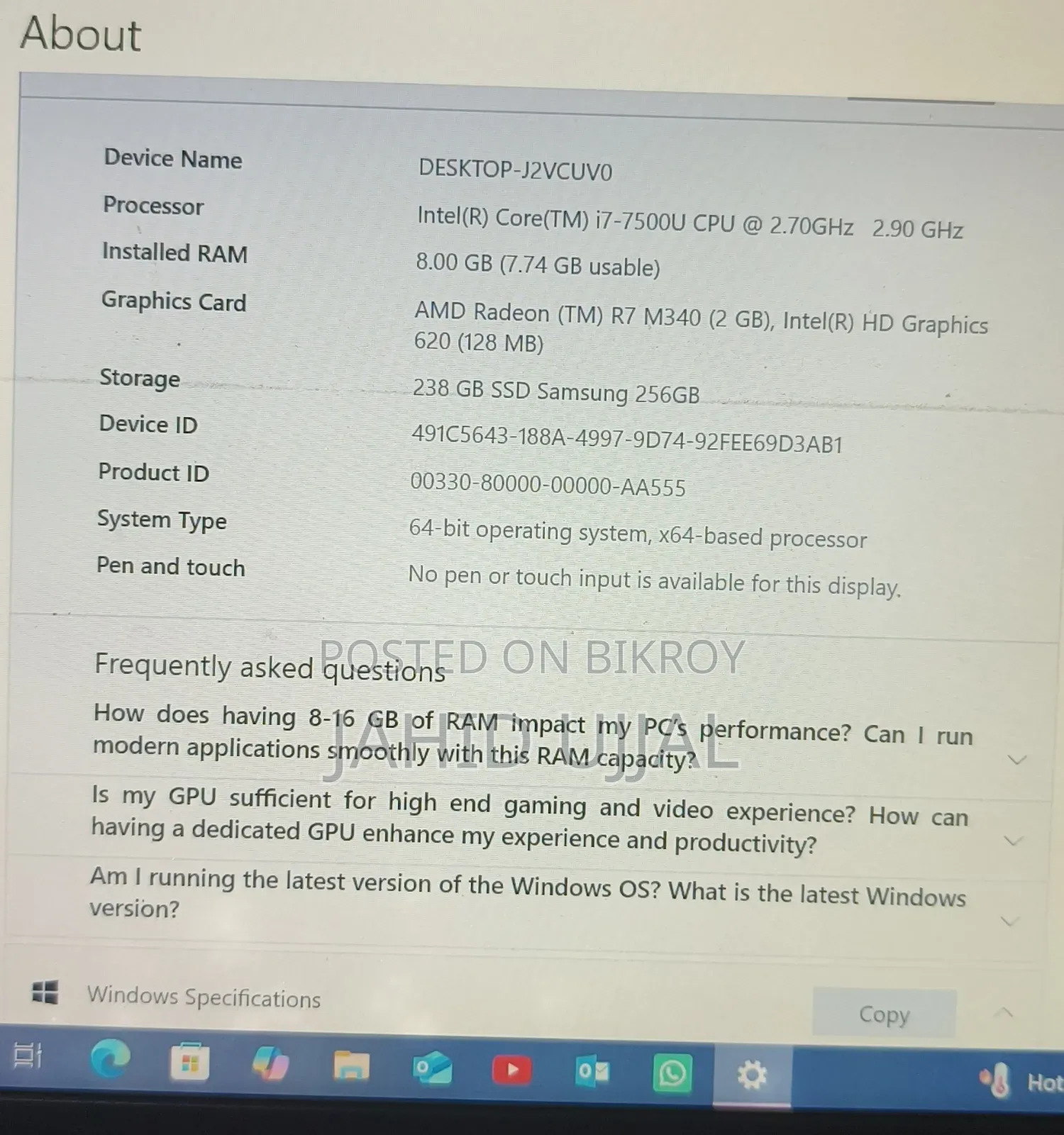 Laptop Lenovo Ideapad 3 8GB Intel Core I7 SSD 256GB