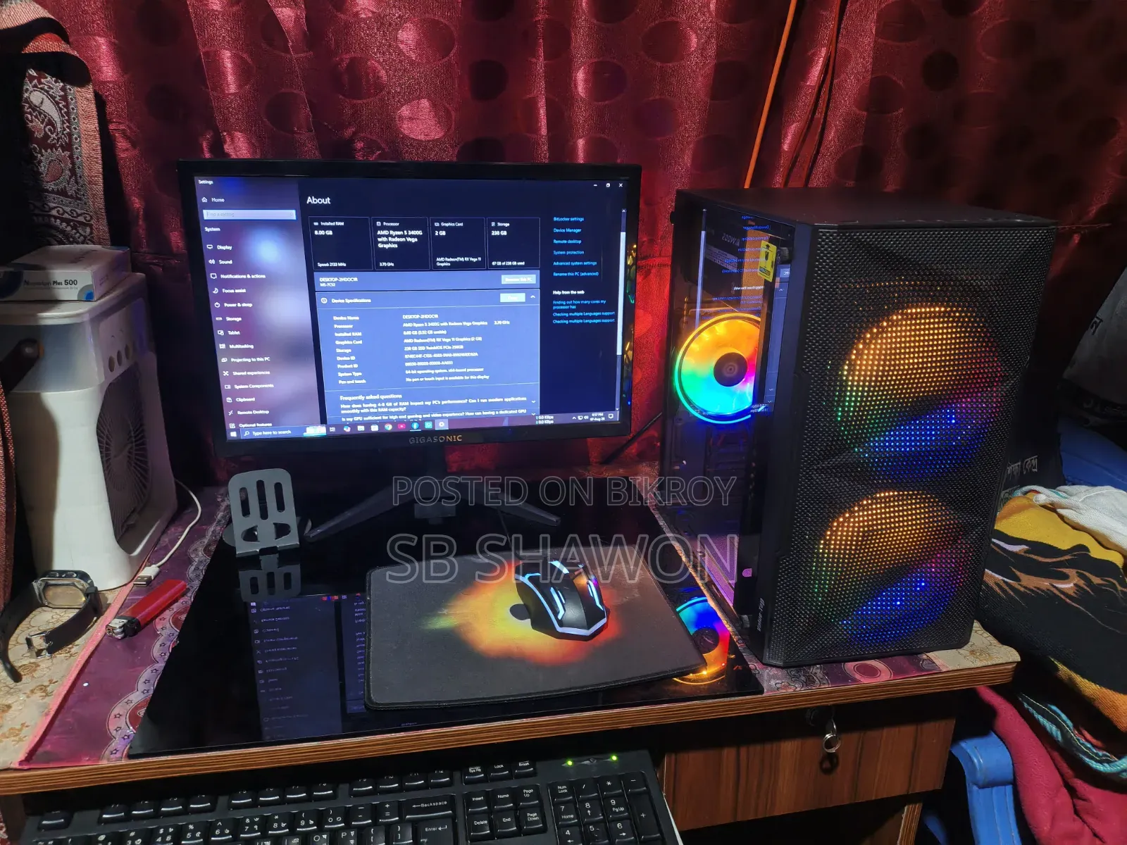 Desktop Computer 8GB AMD Ryzen SSD 256GB