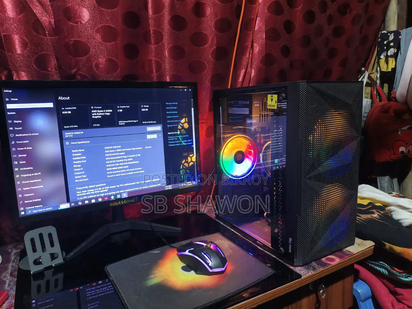 Desktop Computer 8GB AMD Ryzen SSD 256GB