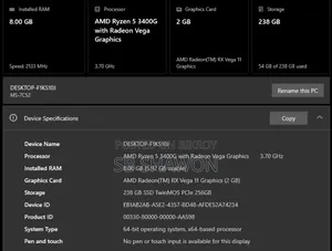 Desktop Computer 8GB AMD Ryzen SSD 256GB