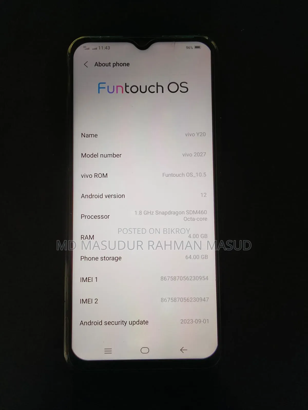 Vivo Y20 64 GB Blue