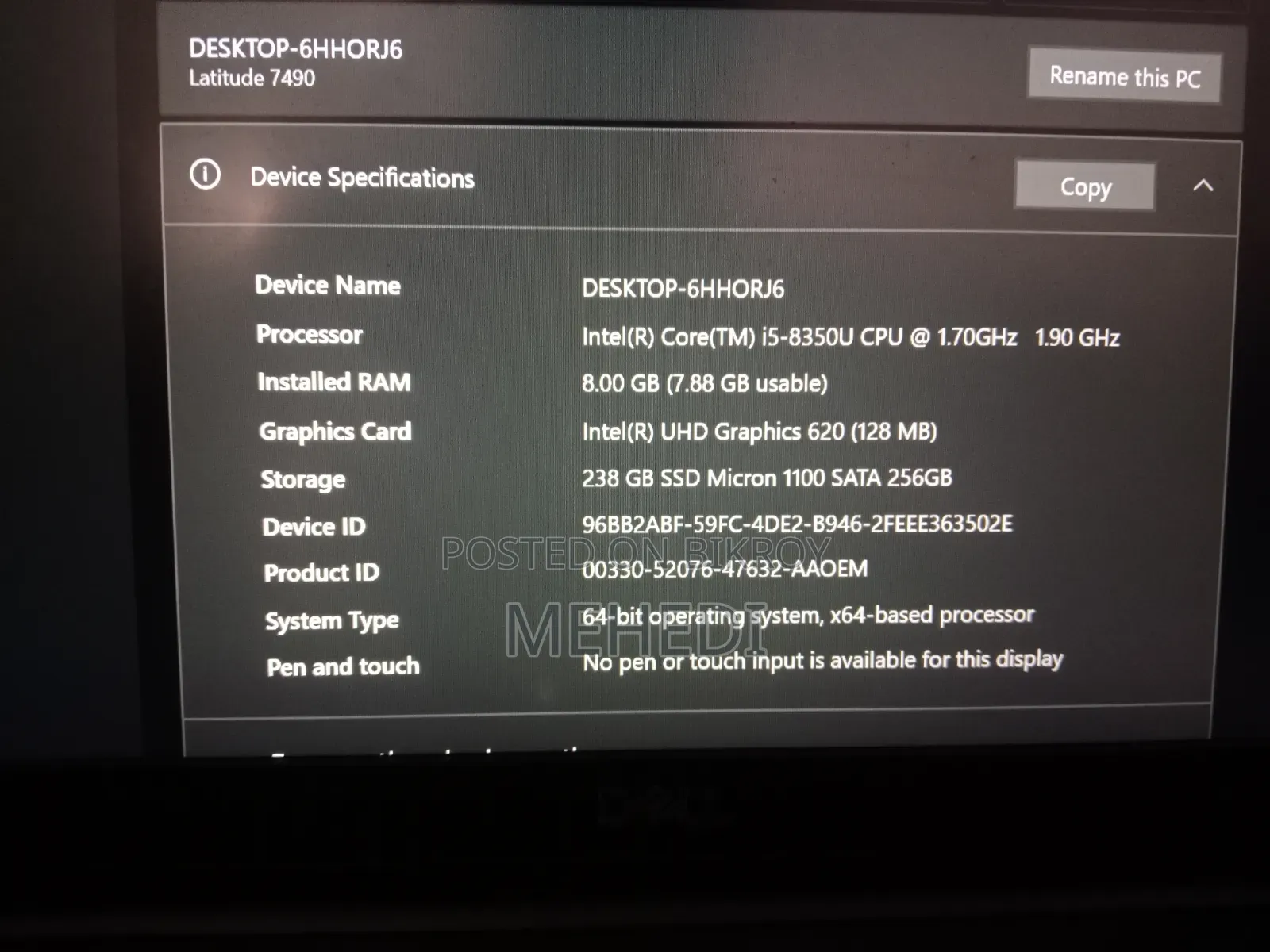 Laptop Dell Latitude 7490 8GB Intel Core i5 SSD 256GB