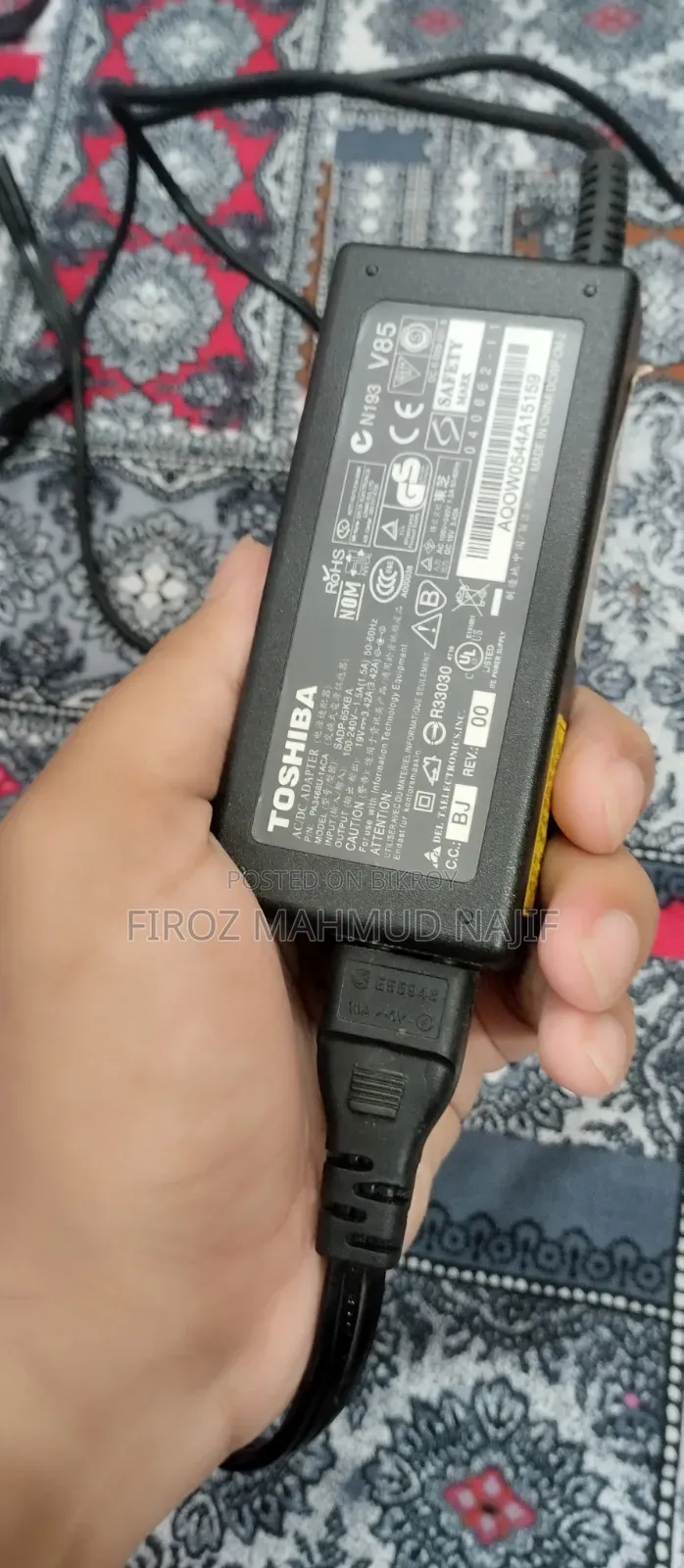 Original Toshiba Laptop Charger | 19V 3.42A | 65W AC Adapter