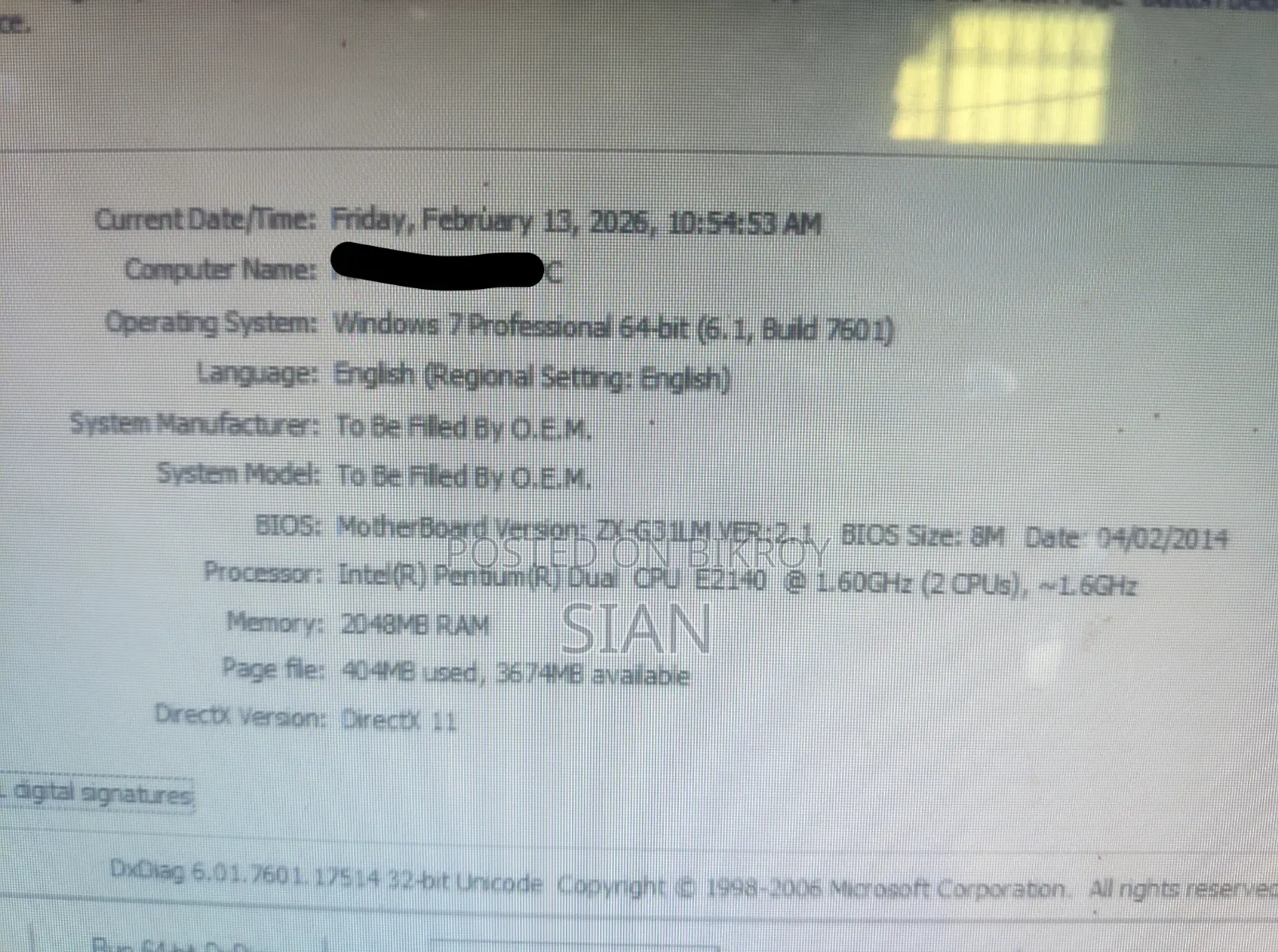 Desktop Computer 2GB Intel Pentium HDD 128GB