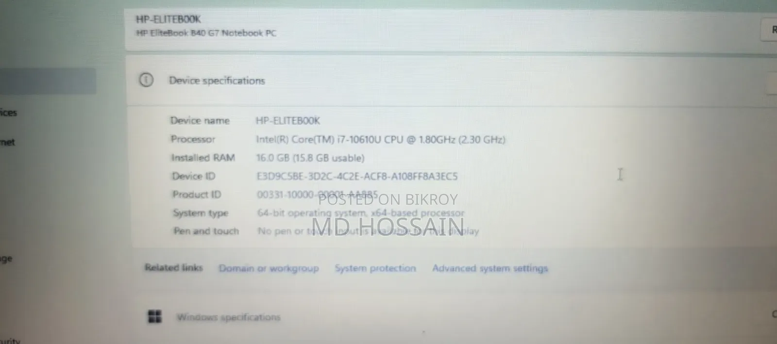 Laptop HP EliteBook 840 G7 16GB Intel Core i7 SSD 500GB