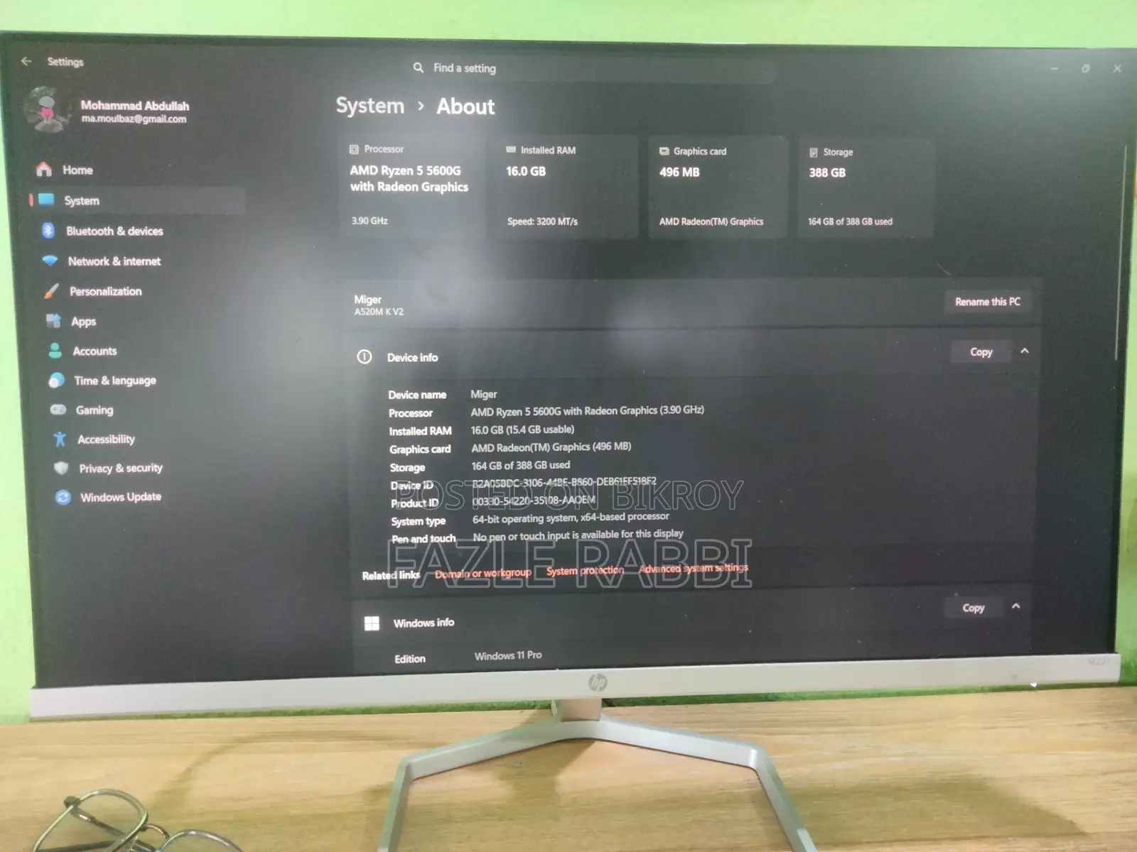 Desktop Computer Gigabyte 16GB SSD 256GB